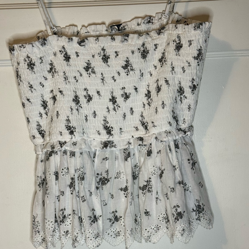 American Eagle Floral Smocked Peplum Top